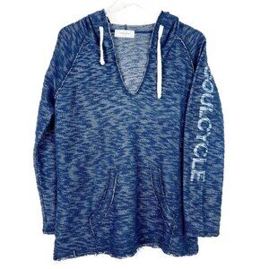 Soulcycle Sweatshirt Women's Size M Blue Spacedye Woven Raw Hem Baja Hoodie